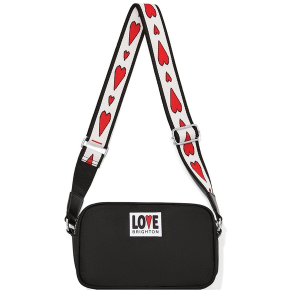 Brighton Love crossbody bag black white red hearts NWOT - Picture 3 of 11